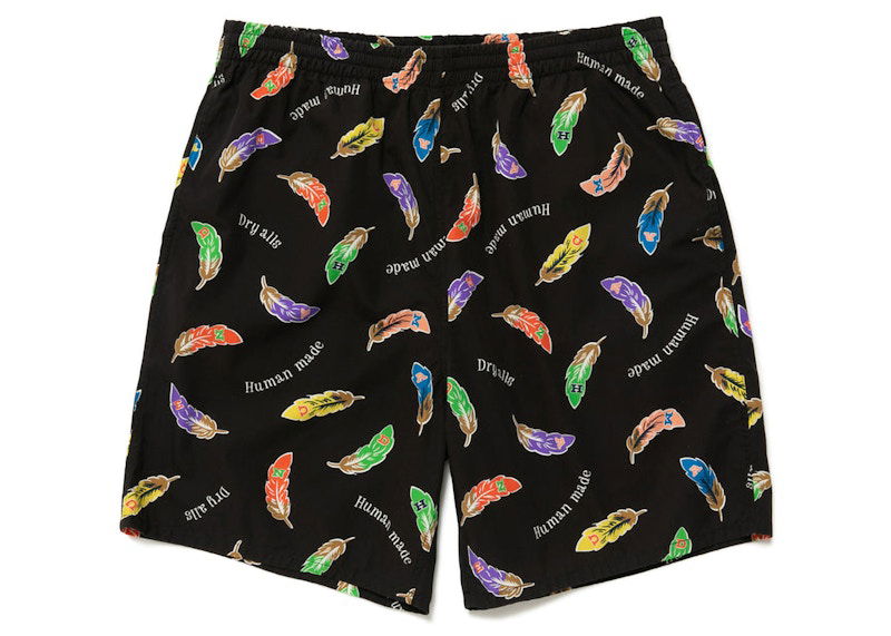 Shortsit Human Made Feather Print Shorts Musta | HM25PT022