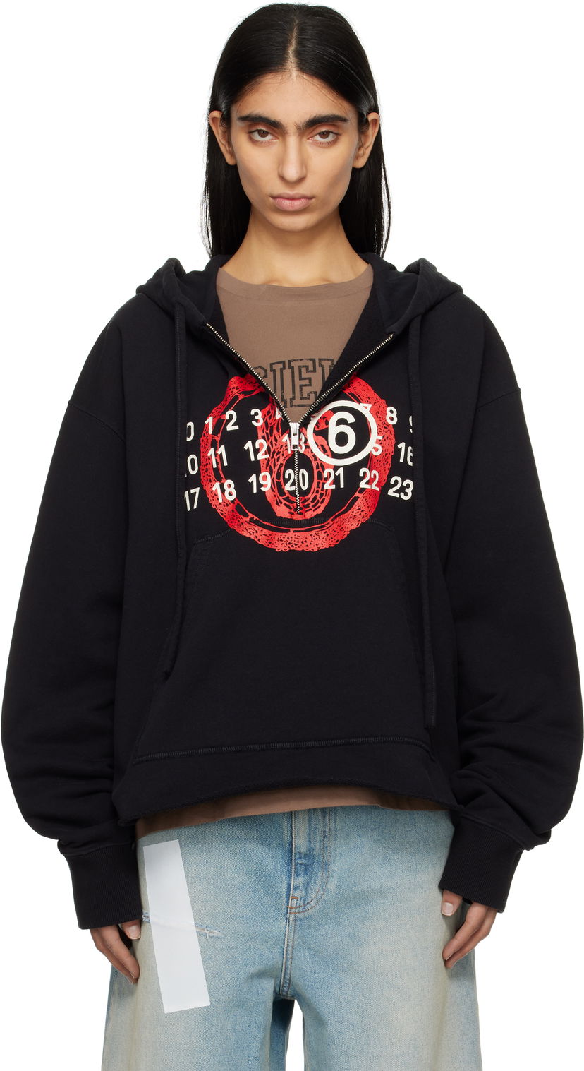 Huppari Maison Margiela MM6 Maison Margiela Lunar New Year Capsule Zip-Up Hoodie Musta | S62GU0136 M25014