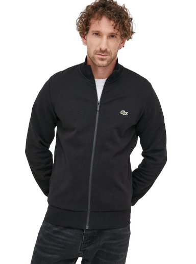 Huppari Lacoste Brushed Fleece Zippered Sweatshirt Musta | SH9622