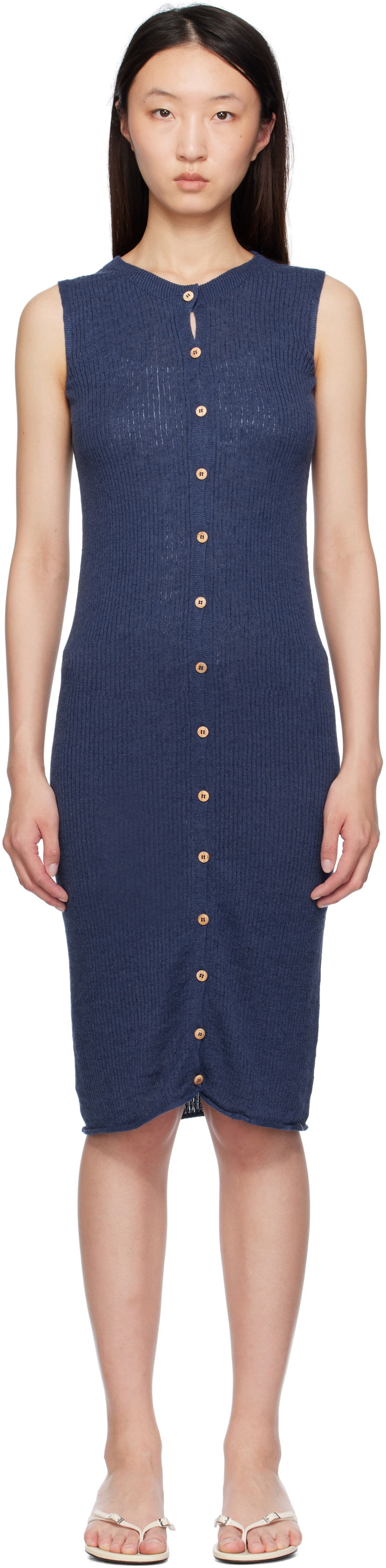 Mekko Baserange Baserange Sleeveless Button-Front Midi Dress Sininen | DRDR-LI-SU25