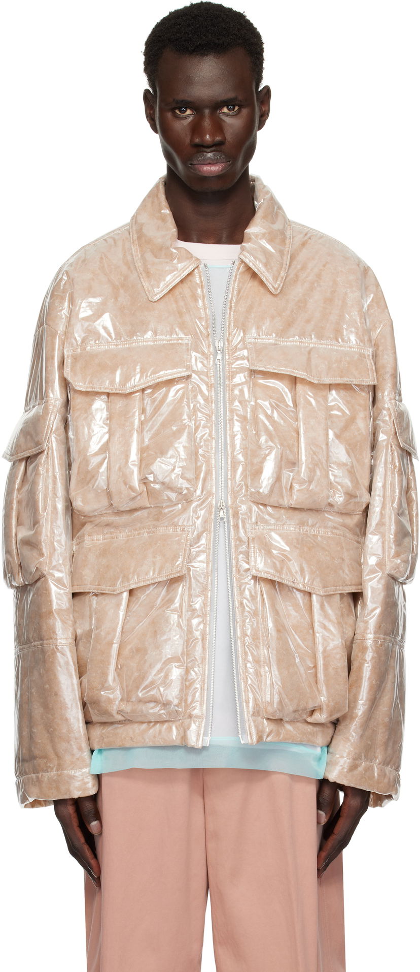 Bomber-takki Dries Van Noten Dries Van Noten Puffed Nylon Jacket Beige | 251-020526-1257