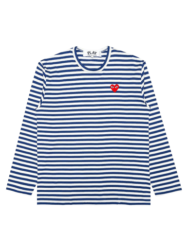T-paita Comme des Garçons PLAY Striped Big Heart Tee Tummansininen | AZ T164 051 2