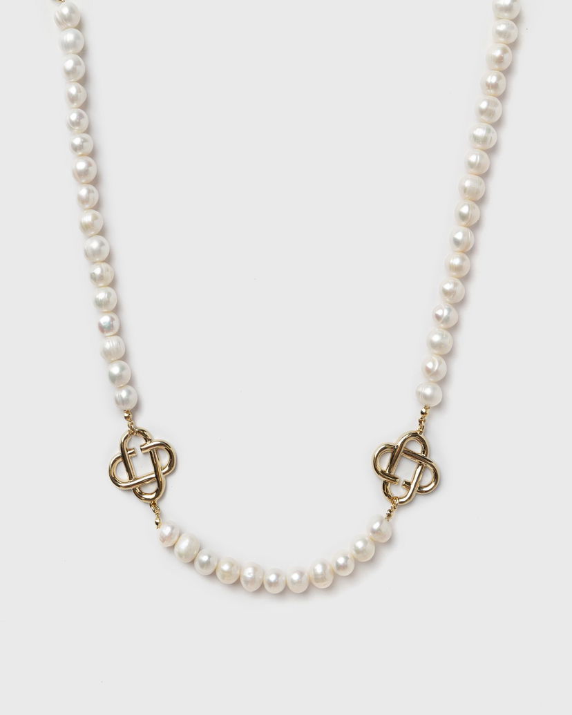 Kaulakoru Casablanca Pearl Logo Necklace Valkoinen | APF25-JW-085-01