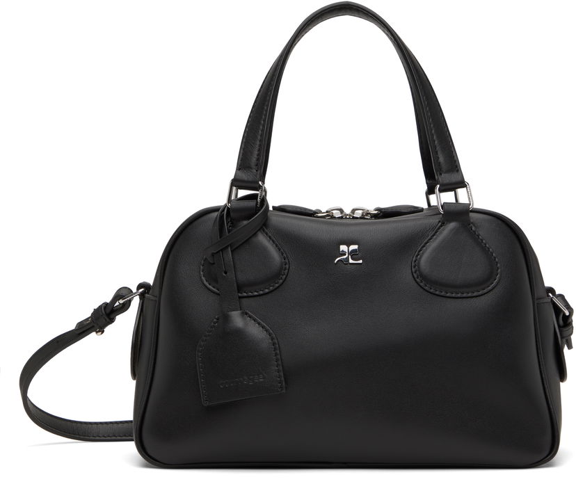 Käsilaukku Courrèges Studded Leather Bowling Bag Musta | 324GSA133CR0065