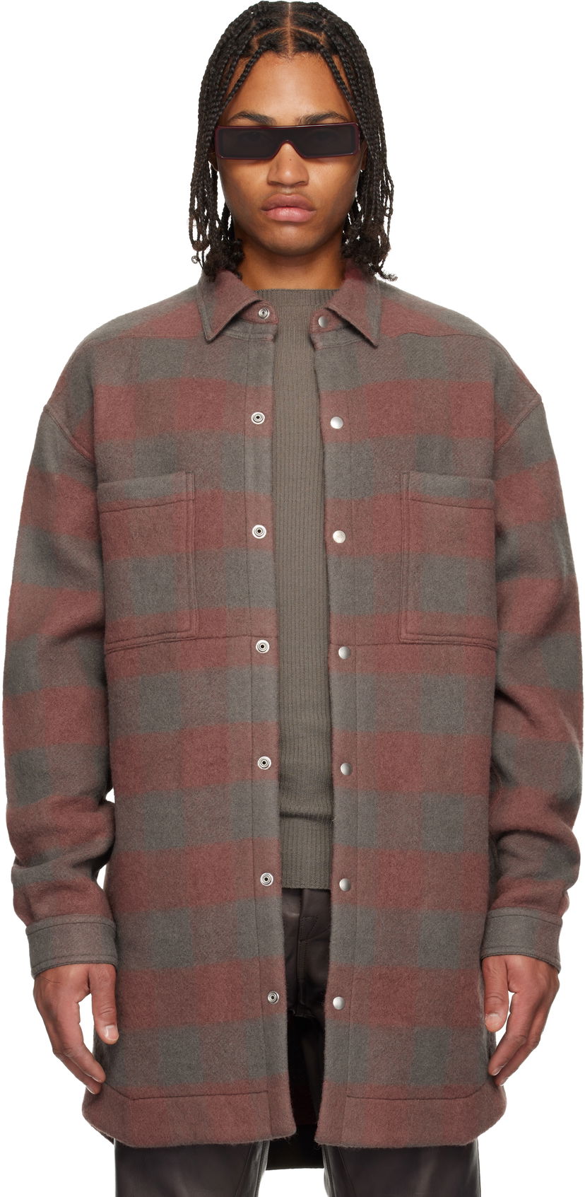 Paita Rick Owens Concordians Oversized Plaid Flannel Overshirt with Chest Pockets Monivärinen | RU02E1739 WJP
