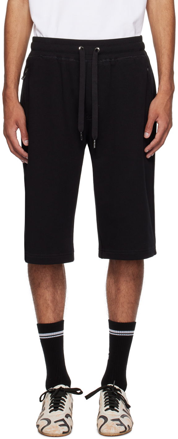 Shortsit Dolce & Gabbana Black Plaque Shorts Musta | GVB7HTG7F2G