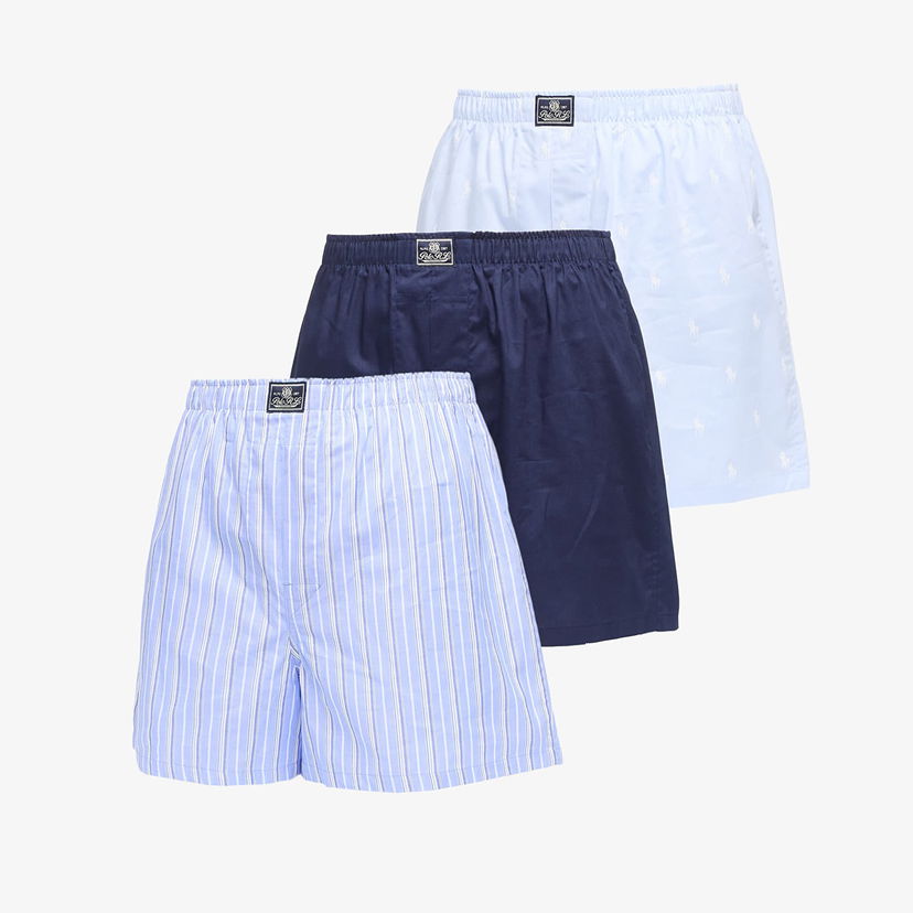 Nyrkkeilijät Polo by Ralph Lauren Ralph Lauren Woven Boxer Shorts, 3-Pack Sininen | 714830273040