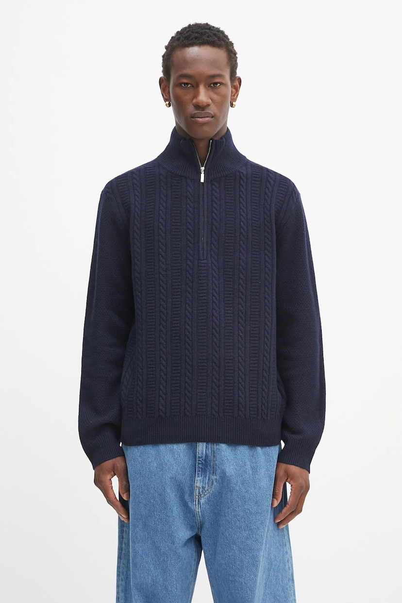 Villapaita A.P.C. A.P.C. Pull Theo Half Zip Sweater Tummansininen | WVBCZ.H23416