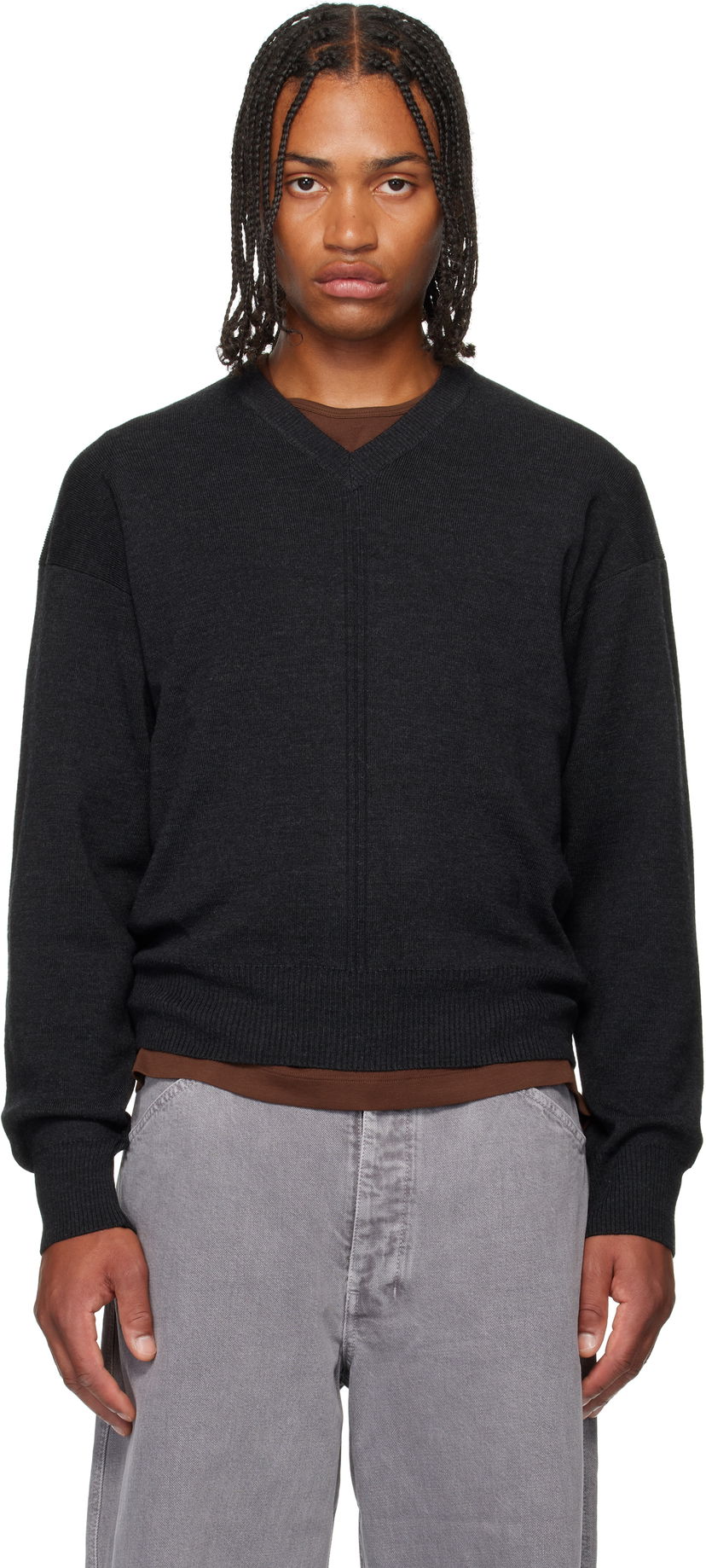 Villapaita LEMAIRE LEMAIRE V-Neck Sweater Musta | TO1430 LK087