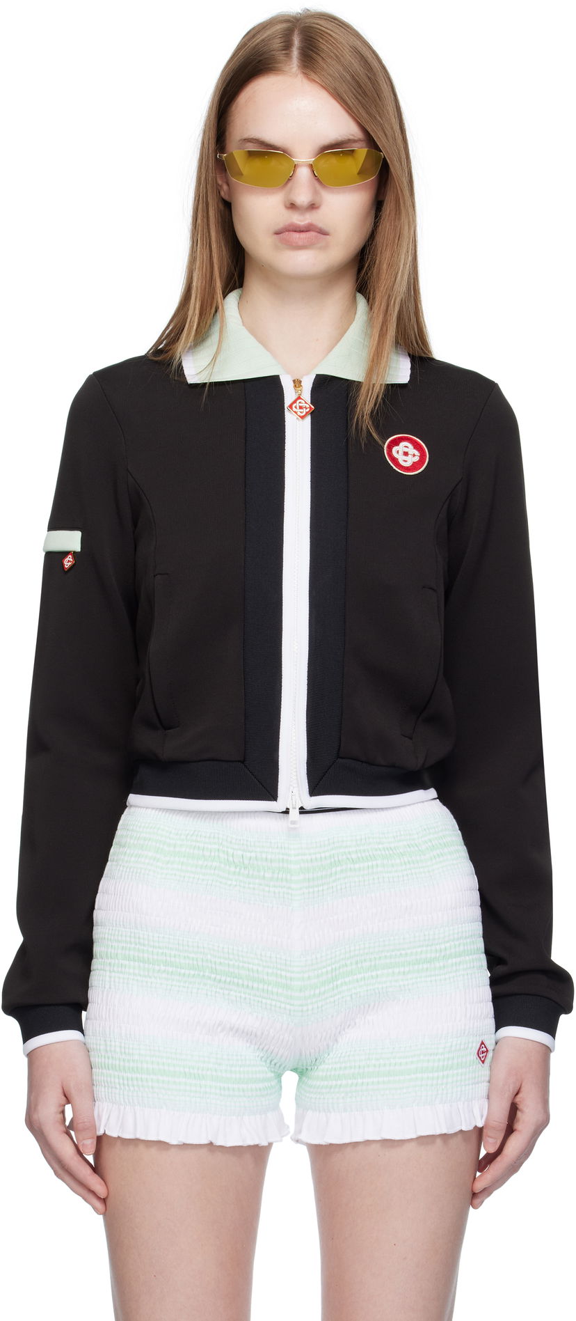 Takki Casablanca Casablanca Viscose Cropped Track Jacket Musta | WPF25-JTP-378-01