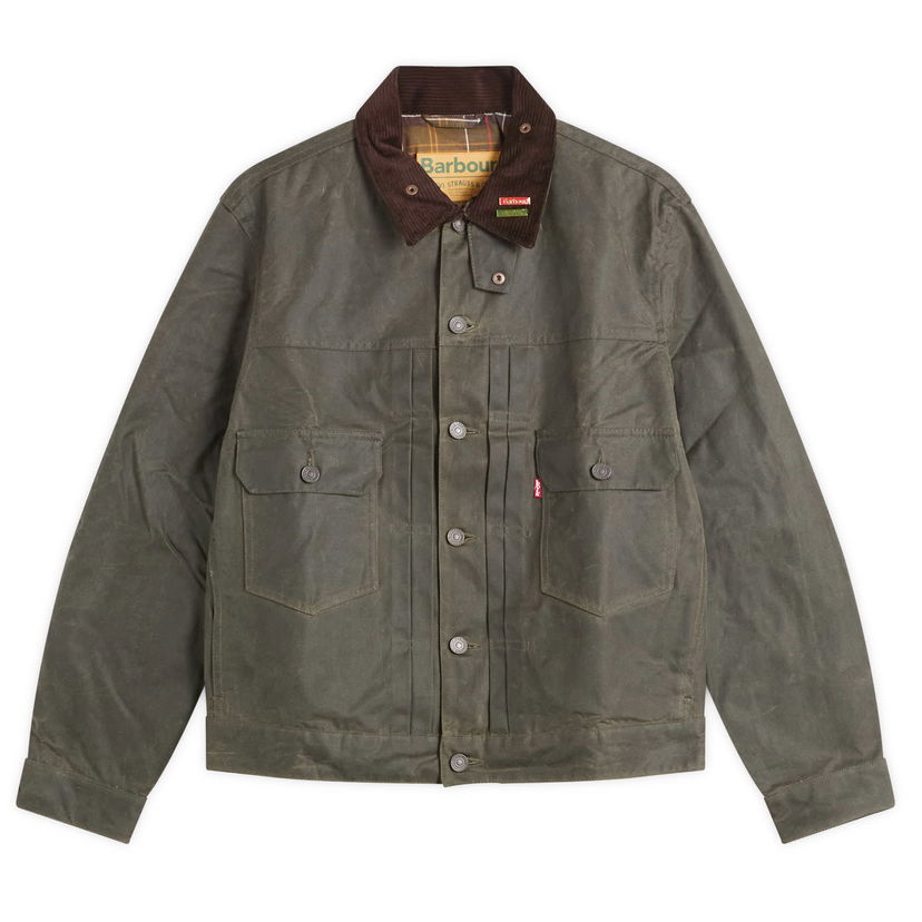 Takki Levi's Barbour Type 2 Waxed Jacket with Cord Collar Vihreä | 008GN-0005
