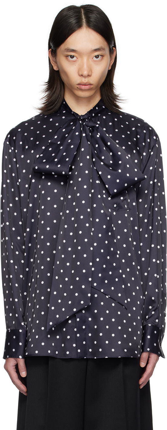 Paita Simone Rocha Simone Rocha Front Bow Polka Dot Shirt Tummansininen | 5285 1203, 0