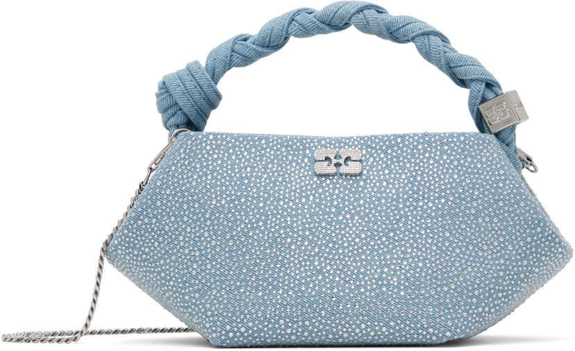 Käsilaukku GANNI GANNI Mini Bou Bag with Rhinestones and Knotted Handle Sininen | A6655