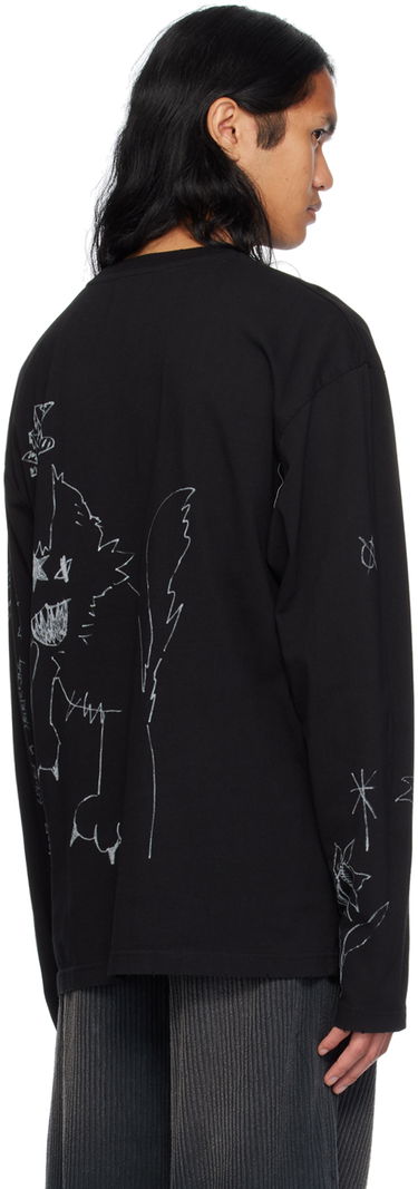Villapaita We11done We11done Graphic Long Sleeve T-Shirt Musta | WD-TT2-24-756-U-BK, 2
