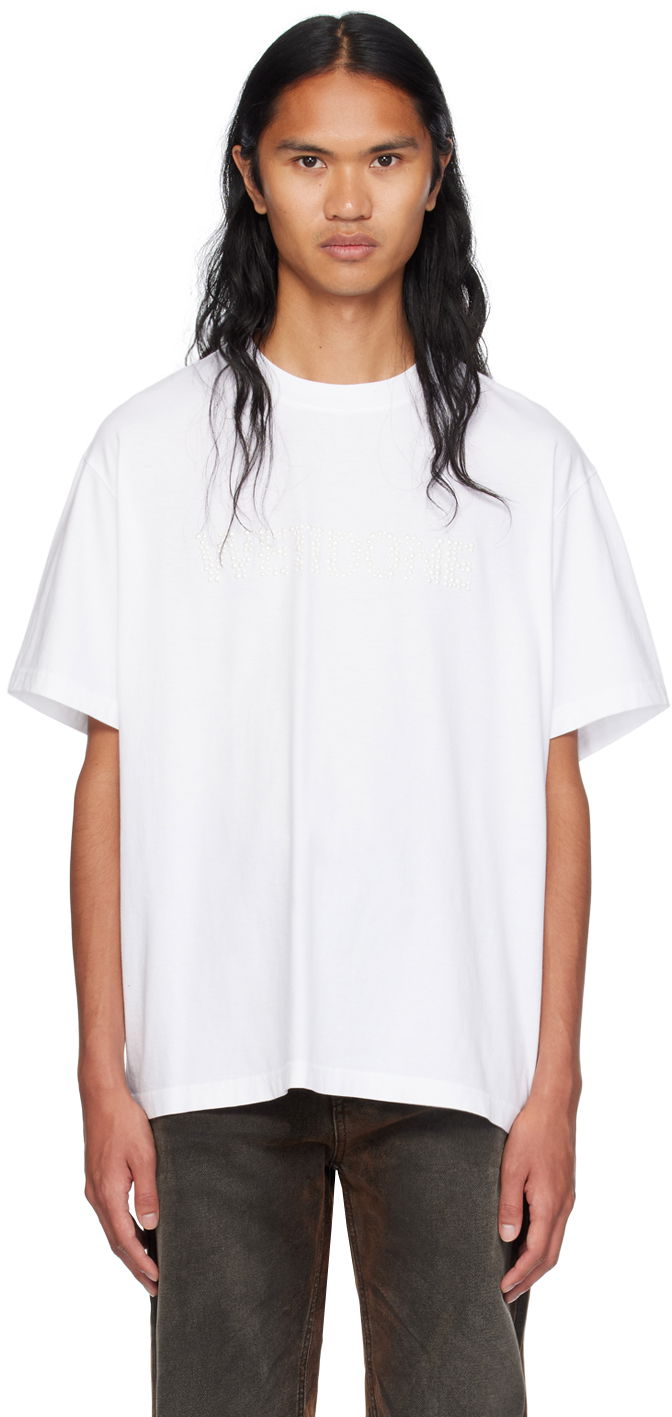 T-paita We11done We11done Logo Pearl T-Shirt Valkoinen | WD-TT2-24-778-U-WH