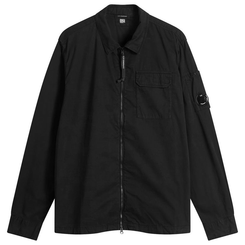 Paita C.P. Company Organic Gabardine Zip Overshirt Musta | RCCMOS705A-110143G-999
