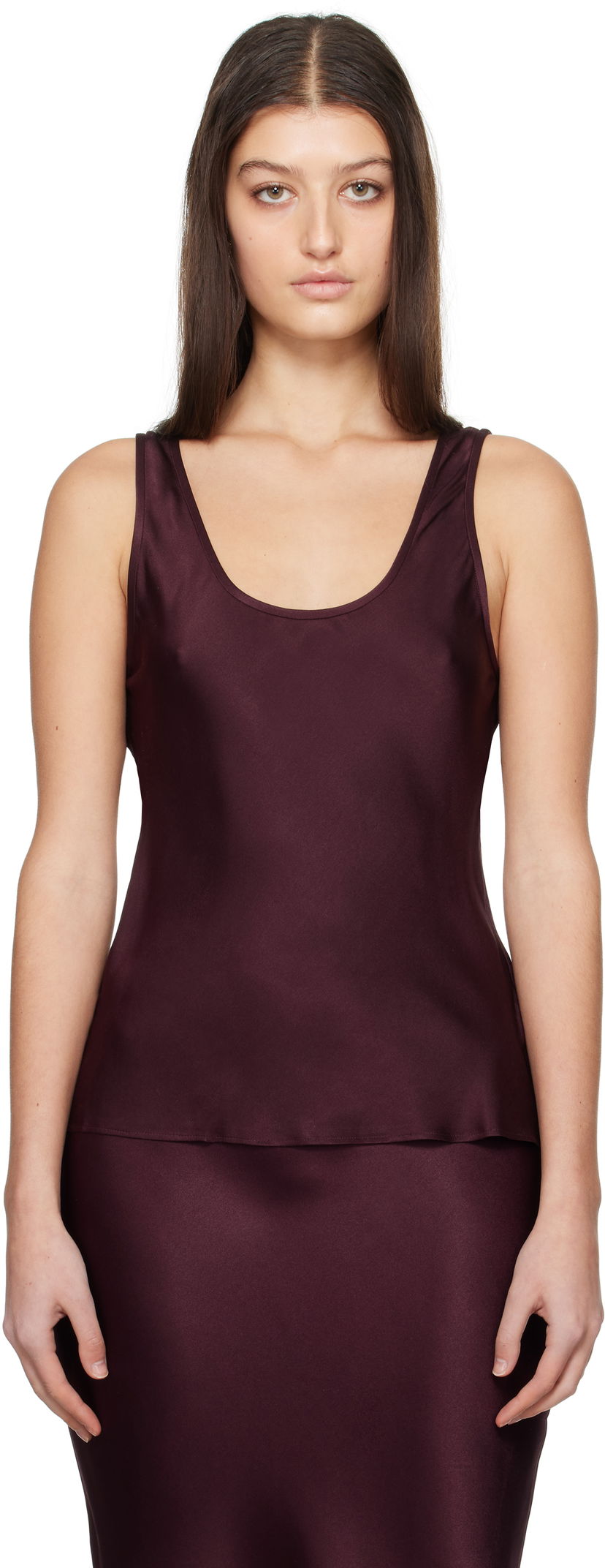 Tankkitoppi Anine Bing Anine Bing Lea Silk Tank Top Burgundia | A-07-0839-RED15