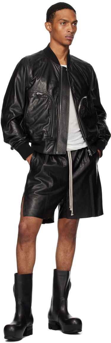 Bomber-takki Rick Owens Rick Owens Bauhaus Flight Leather Bomber Jacket Musta | RU02E1749 LBY, 3