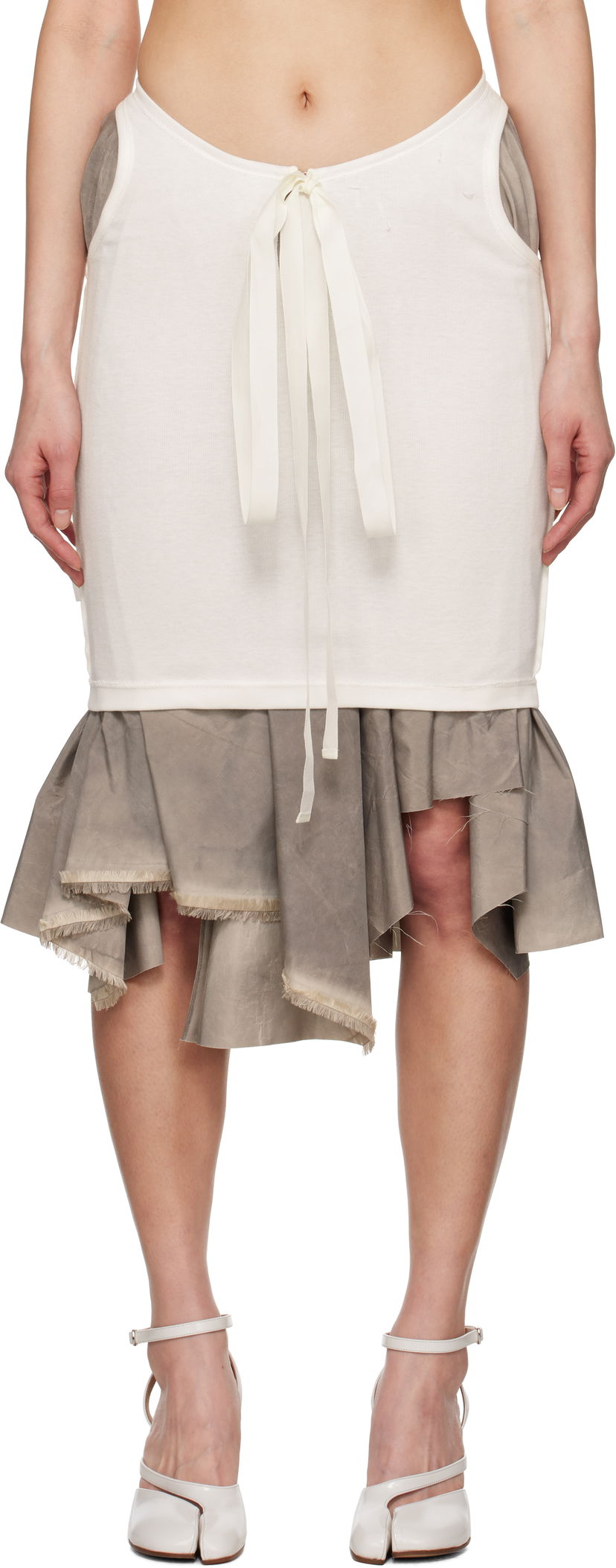 Hame Maison Margiela Maison Margiela Décortiqué Midi Skirt Valkoinen | S51ME0033 MTN062