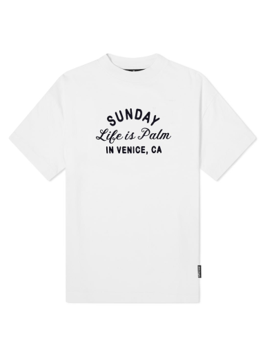 T-paita Palm Angels Sunday Life is Palm Tee Valkoinen | PMAA001F22JER0070110