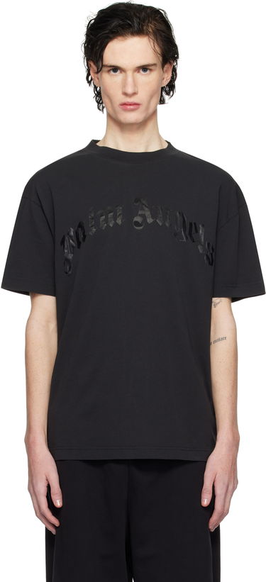 T-paita Palm Angels Curved Logo Oversize T-Shirt Musta | PMAA001S25JER0041010, 0