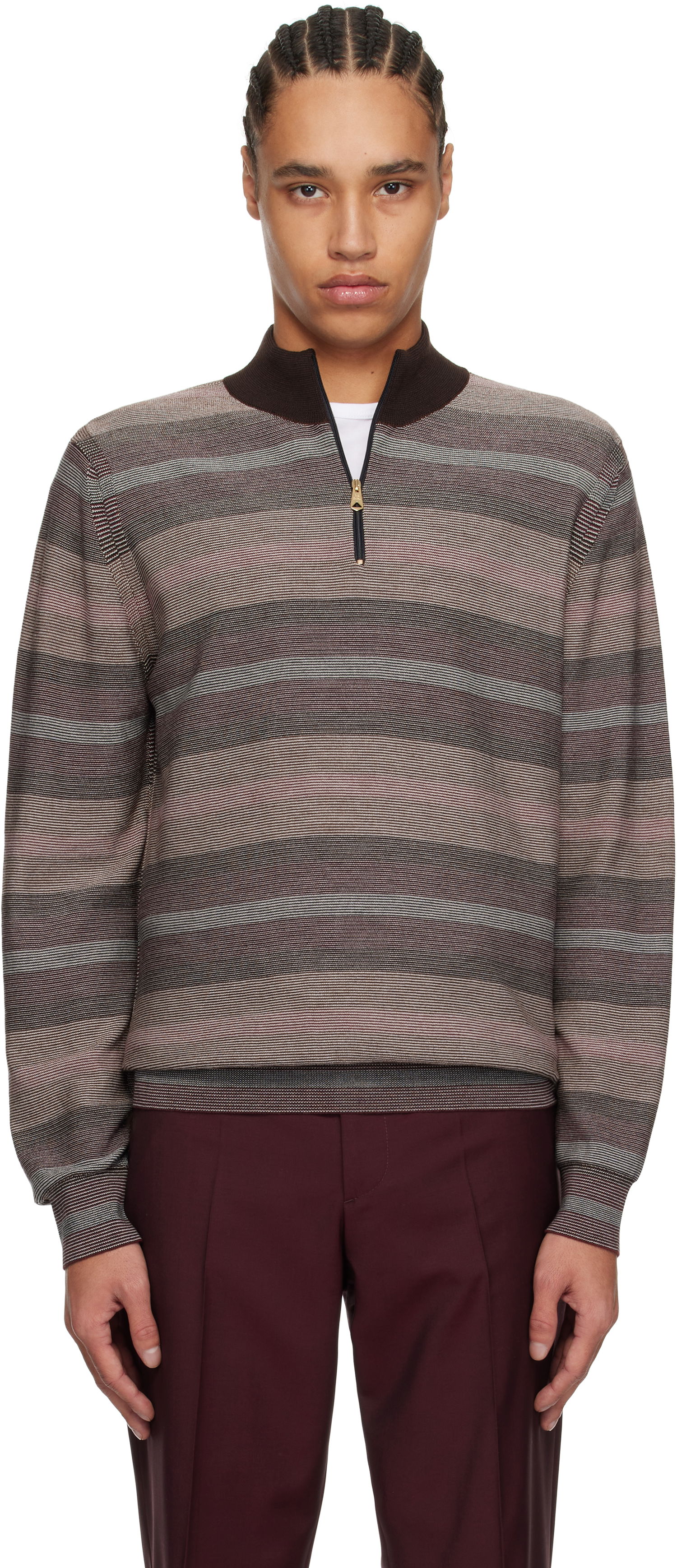 Villapaita Paul Smith Paul Smith Hazy Stripe Zip Sweater Ruskea | M1R-254Z-P02590-92, 0
