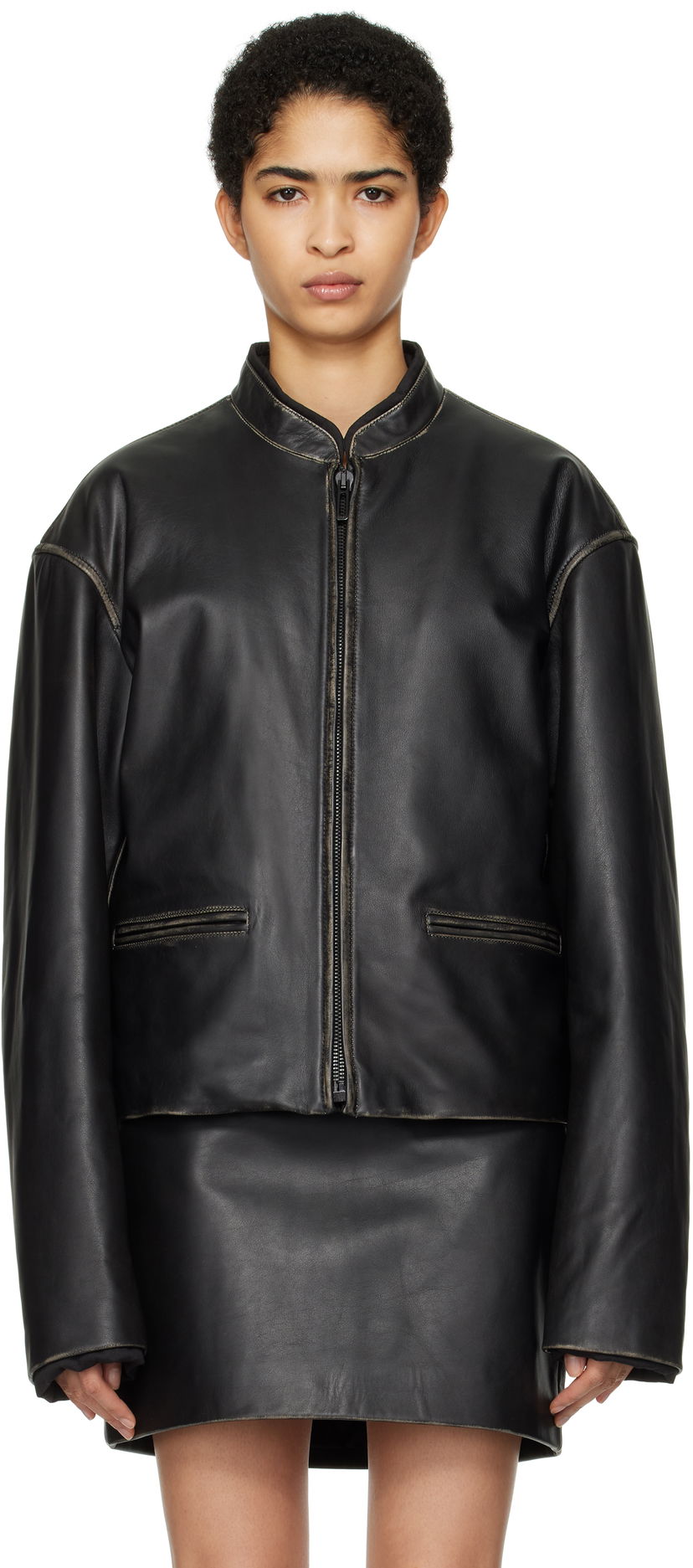 Takki 032C Uma Leather Biker Jacket Musta | F24-URL-2041-050-W
