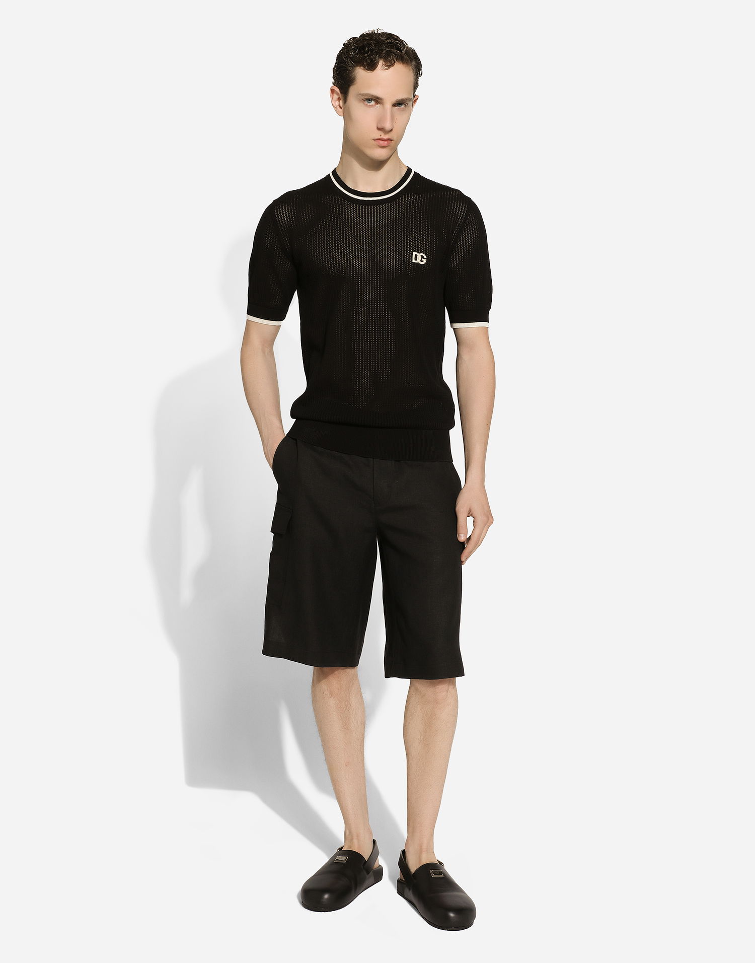 Shortsit Dolce & Gabbana Linen Cargo Shorts Musta | GV5TATGI437N0000, 1