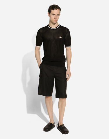Shortsit Dolce & Gabbana Linen Cargo Shorts Musta | GV5TATGI437N0000, 1