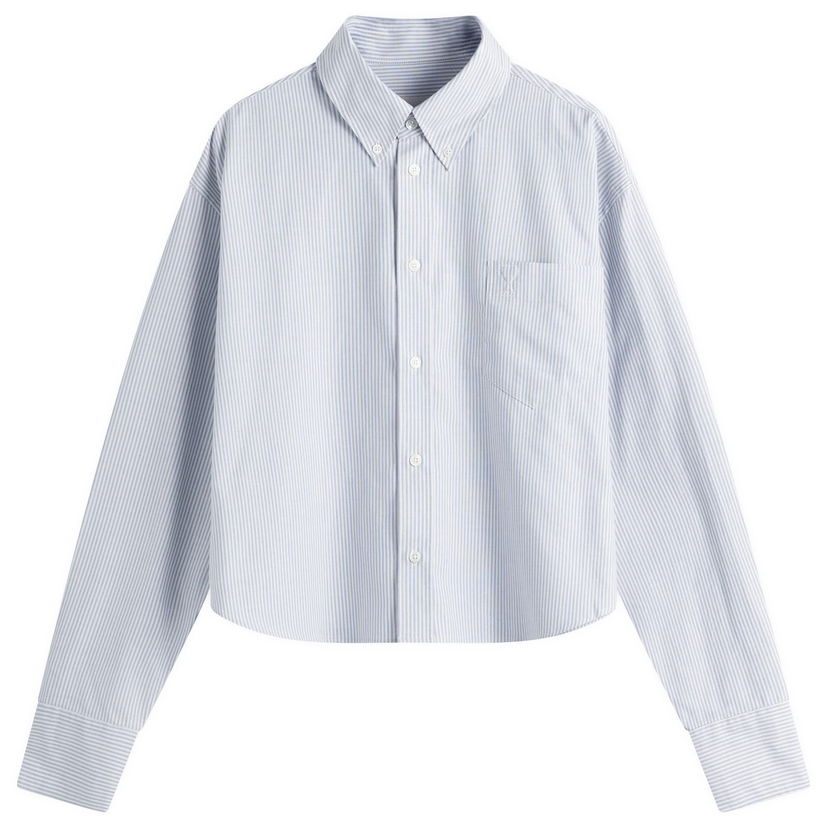 Paita AMI AMI Paris ADC Cropped Oversized Shirt, Size Large Sininen | USH123-CO0087-4503