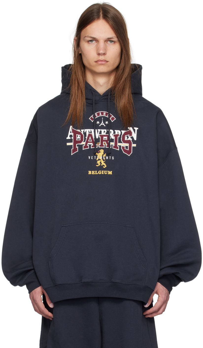 Huppari VETEMENTS Tourist Hoodie Tummansininen | UA65HD600N