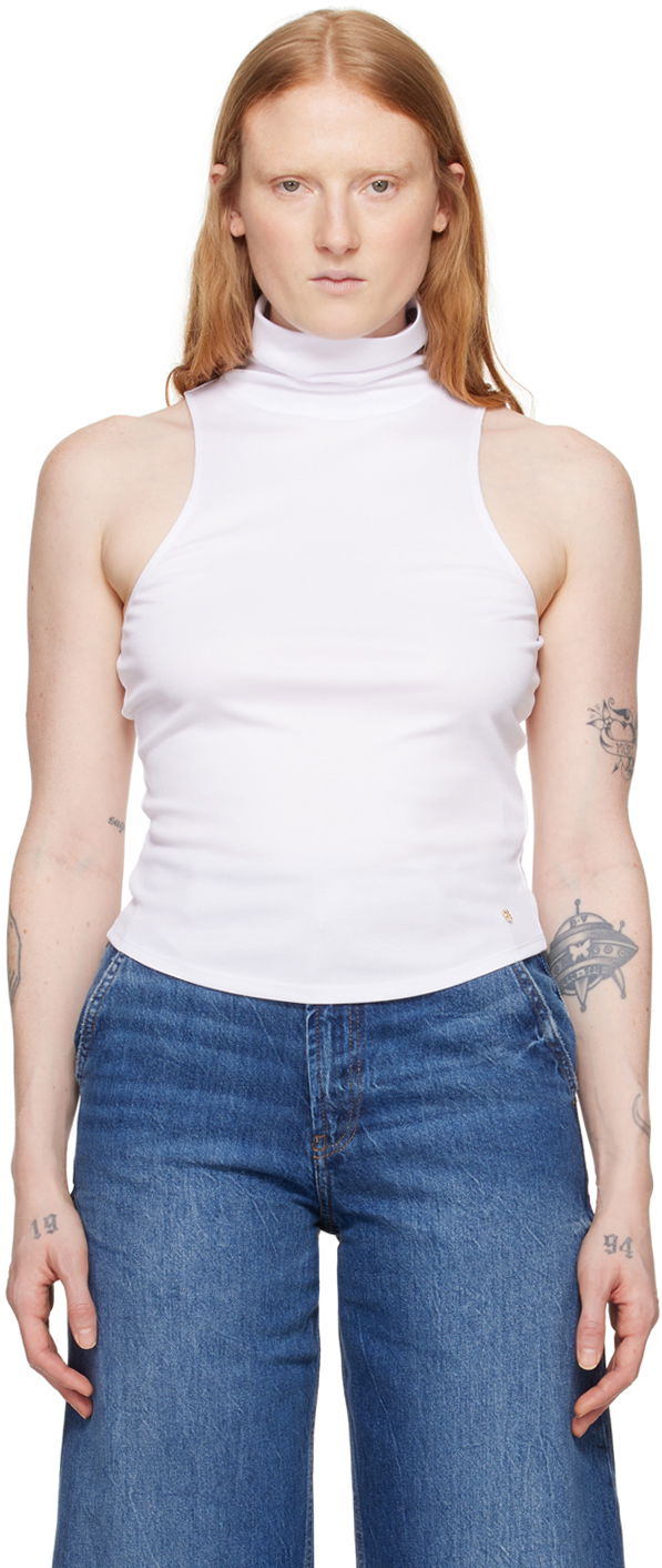 Tankkitoppi Anine Bing Jennie Sleeveless Turtleneck Tank Top Valkoinen | A-08-0407-100
