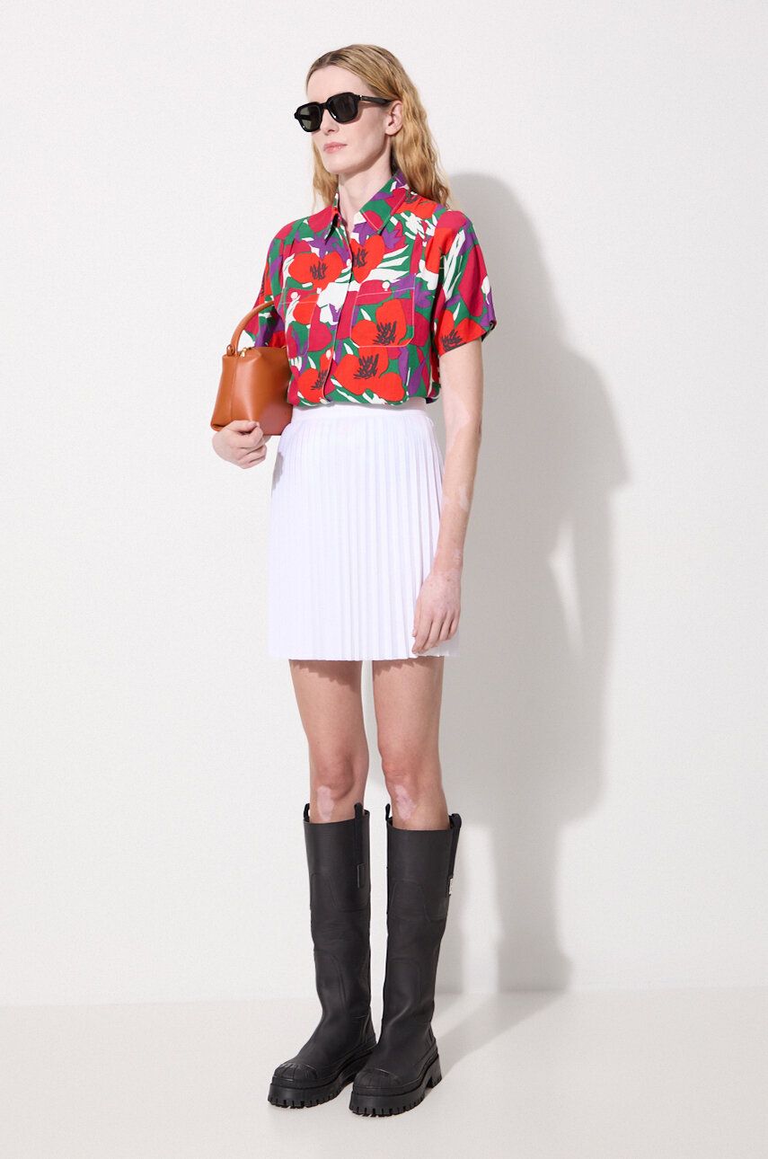 Paita A.P.C. Regular-Fit Floral-Print Linen-Blend Shirt Punainen | VIAJQ.F12504, 1