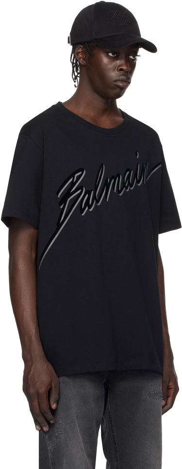T-paita Balmain Flocked Logo T-Shirt Valkoinen | EH1EG010BC86, 4