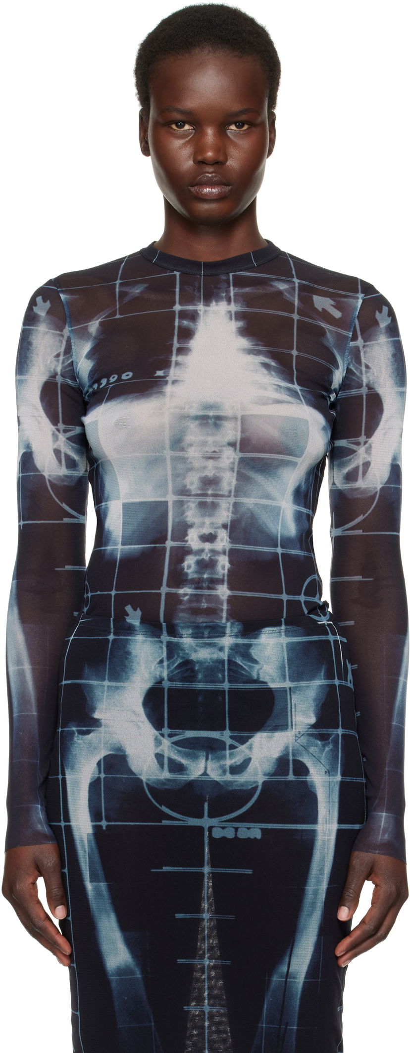 Mekko Jean Paul Gaultier Jean Paul Gaultier 'The Squeletor' Mesh T-Shirt Musta | 25/33-F-TO241-T580-005956