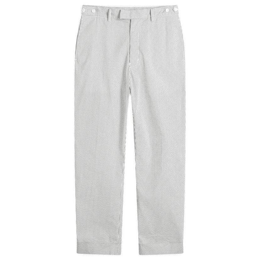 Housut BEAMS Beams Plus Seersucker Ivy Trousers, Size Large Valkoinen | 3823-0149-139-75