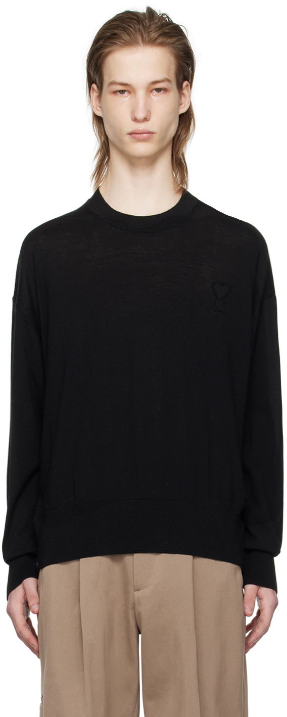 Villapaita AMI Paris de Cœur Sweater Musta | UKS042.KN0039