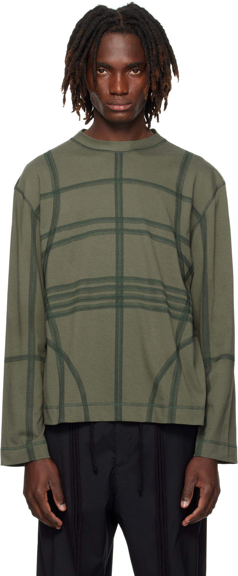 T-paita Craig Green Craig Green Flatlock Long Sleeve T-Shirt Vihreä | CGAW25CJETLS11