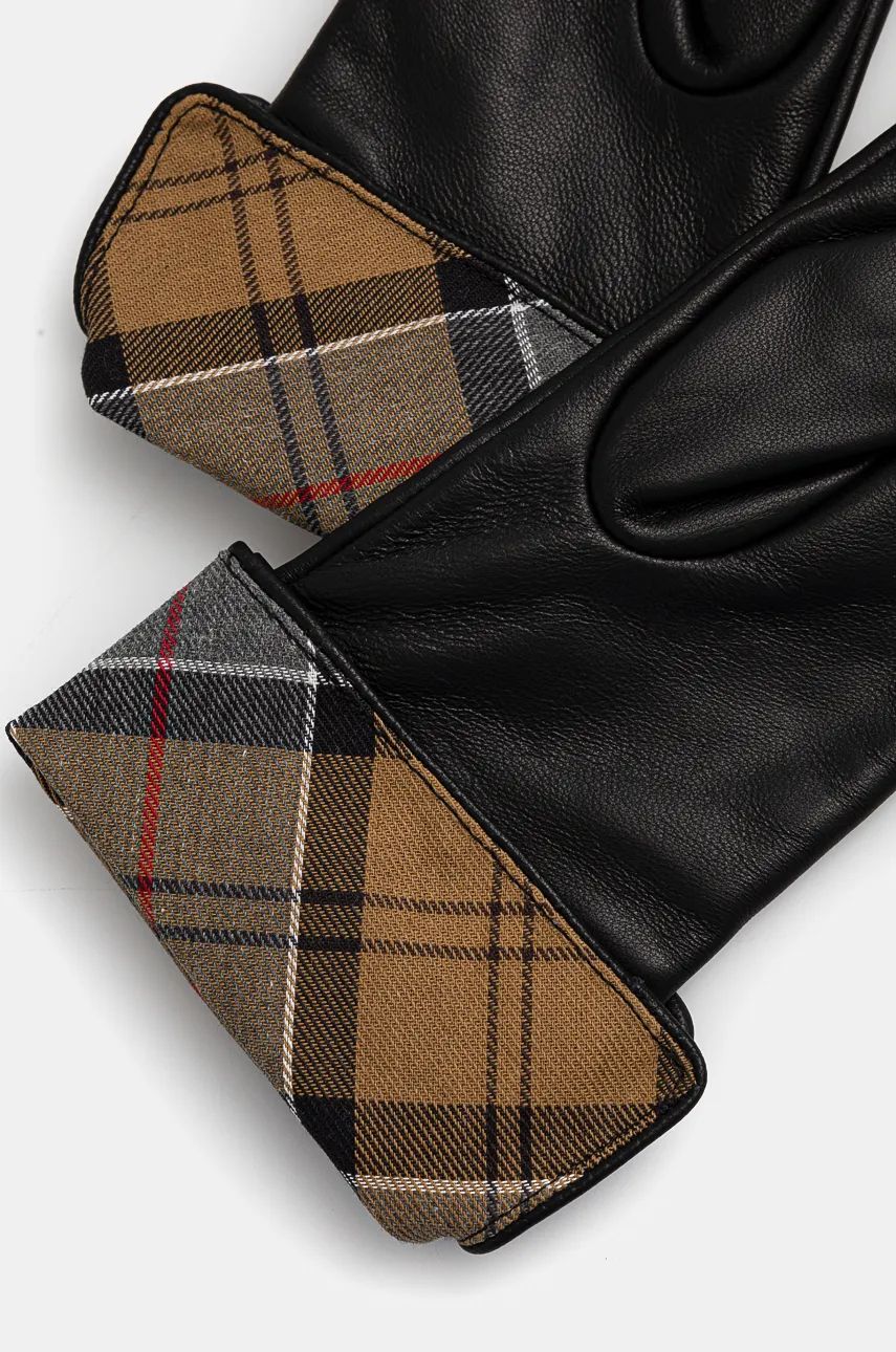Käsineet Barbour Leather Gloves with Tartan Cuffs Musta | LGL0005, 1
