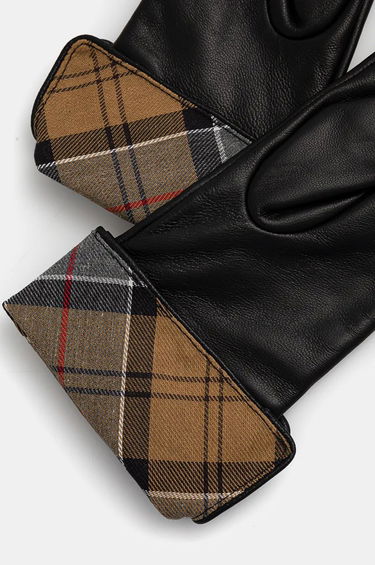 Käsineet Barbour Leather Gloves with Tartan Cuffs Musta | LGL0005, 1
