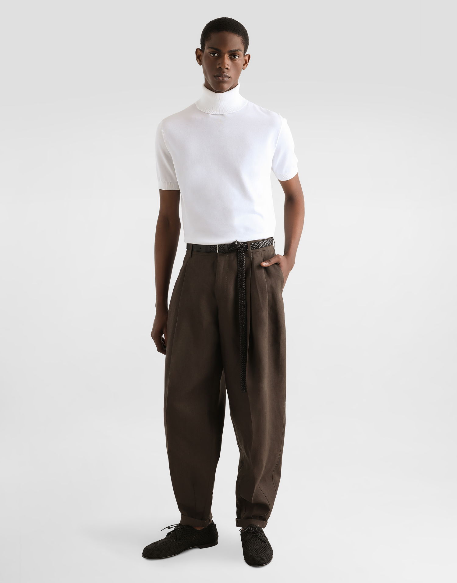 Villapaita Dolce & Gabbana Dolce & Gabbana Short-Sleeved Cotton Turtleneck Valkoinen | GXW49TJBCFVW0001, 1