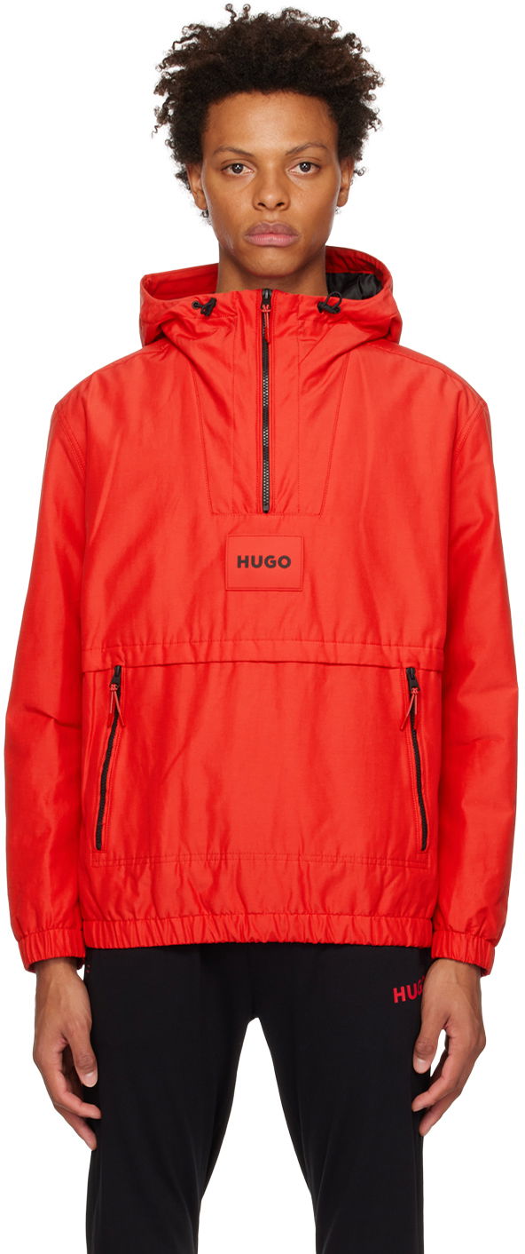 Tuulitakki BOSS Hooded Patch Jacket Punainen | 50482776