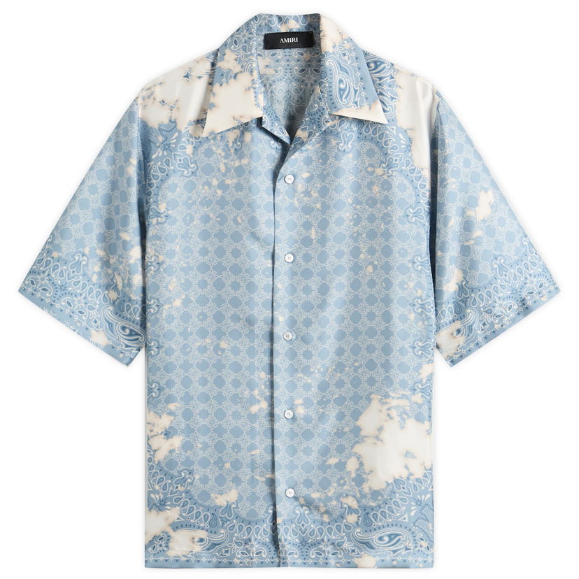 Paita AMIRI Bandana Bowling Shirt, Size Large Sininen | AMSTCA1159-AshleyBlue