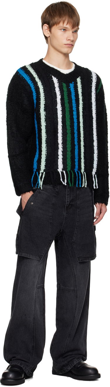 Villapaita Andersson Bell Andersson Bell Reverse Stripe Fringe Sweater Musta | atb1350u, 3