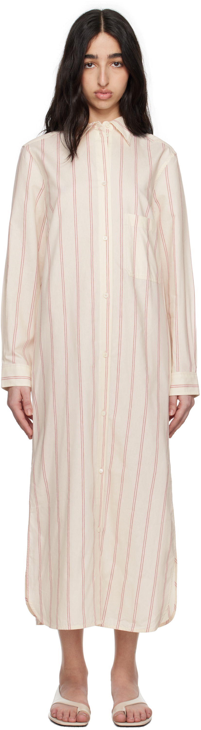 Mekko TOTEME TOTEME Striped Tunic Midi Dress Valkoinen | 252-WRD1752-FB0388