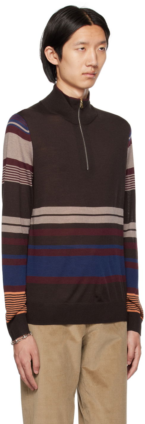 Villapaita Paul Smith Paul Smith Striped Quarter-Zip Sweater Ruskea | M1R-264Y-L02081, 1