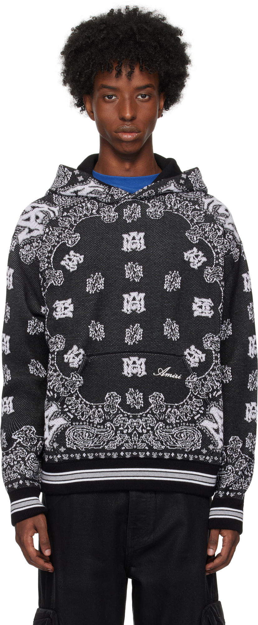 Huppari AMIRI Bandana Hoodie Musta | AMKNHD1004