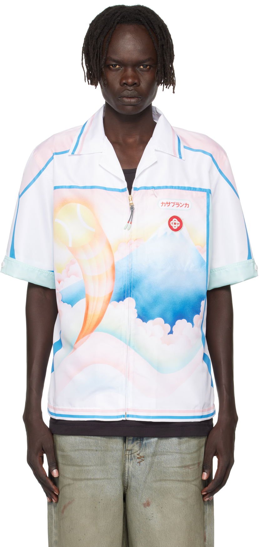 Paita Casablanca Casablanca Fuji Dream Zip Shirt Valkoinen | MPF25-SWM-064-01