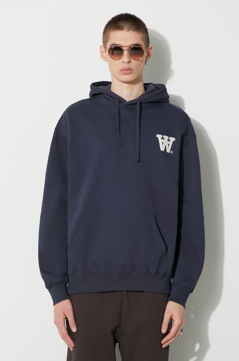 Huppari WOOD WOOD Wood Wood Cass AA Moss Embroidery Hoodie Tummansininen | 10285606.2424