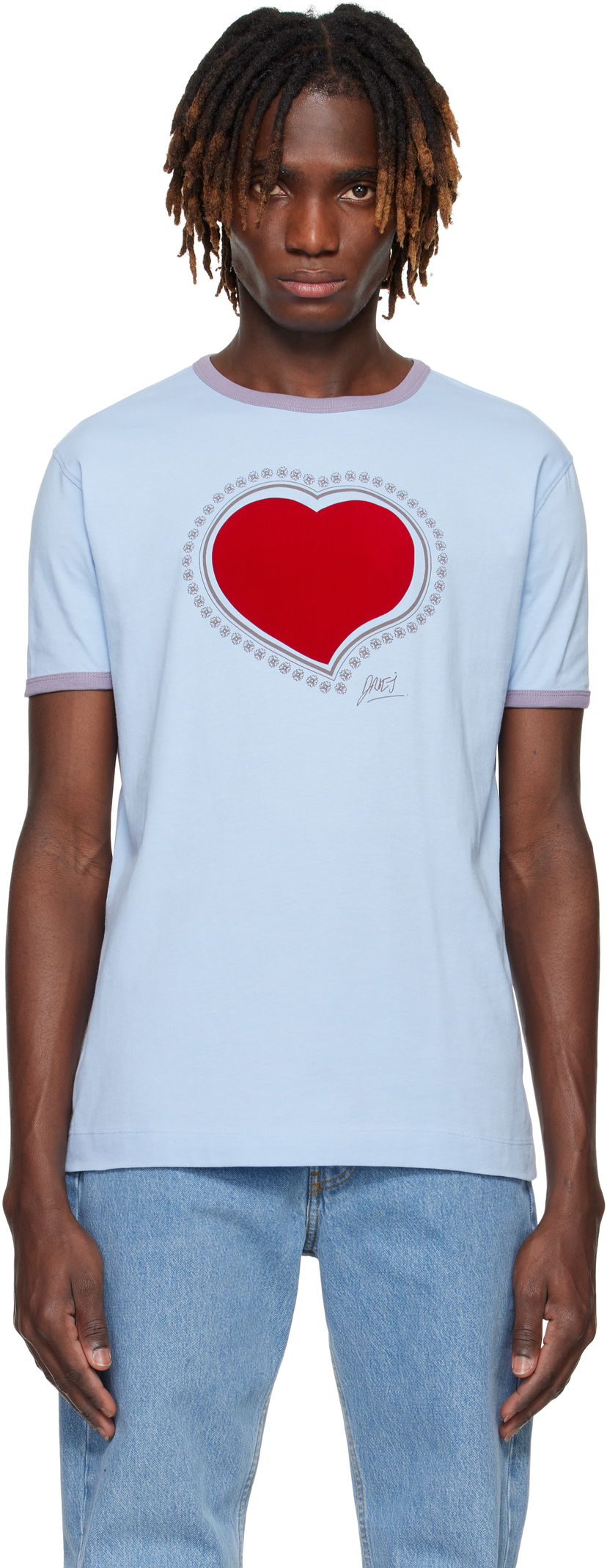 T-paita Dries Van Noten Dries Van Noten Archive Heart Graphic T-Shirt Sininen | 251-021110-1600
